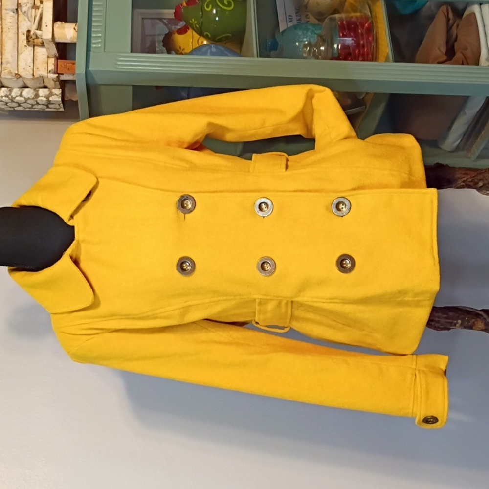 Inspired Hearts Mustard Double-Breasted Pea Coat m